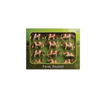 Set De 12 Vacas Blancas Y Rojas De Juguete- Escala 1:32 KIDS GLOBE 571968 - Imagen 1